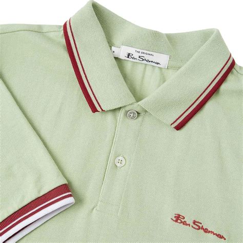 Ben Sherman Mod Tipped Signature Pique Polo In Pistachio