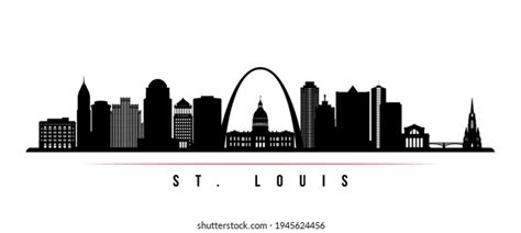 Stlouis Skyline Horizontal Banner Black White Stock Vector Royalty