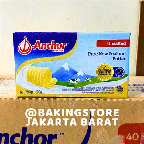 Jual Anchor Unsalted Butter 200gr Pure New Zealand Mentega Tawar