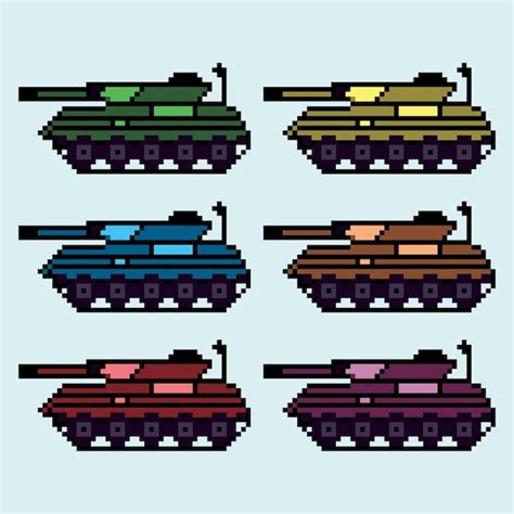 Pixel Kunst Panzer Bunt Premium Vektor