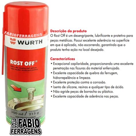 Desengripante Rost Off Lubrificante Spray Wurth Ml