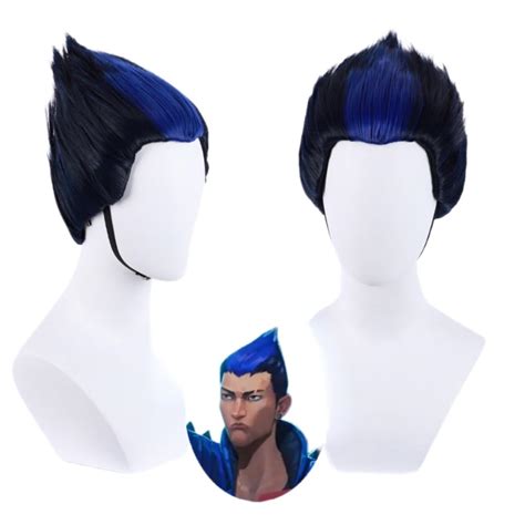 Anime Spiel Valorant Cosplay Per Cke Schwarz Blau Kurzes Haar F R Yoru