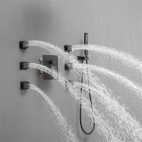 Bwe Black 2 Handle Multi Function Square Shower Set Faucet Valve