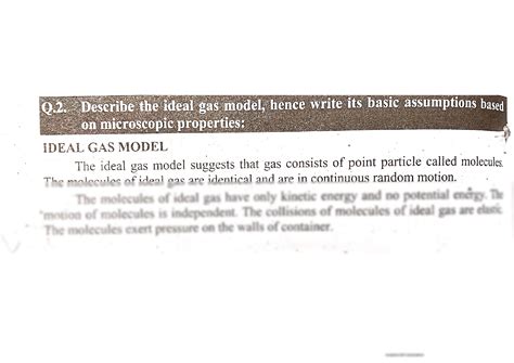 Solution Ideal Gas Model And Assumption Based On Microscopic