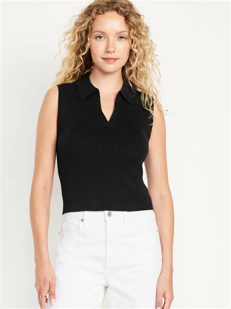 Rib Knit Crop Polo Sweater Old Navy