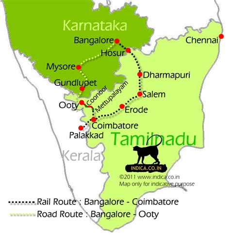 » Bangalore to Ooty Route map