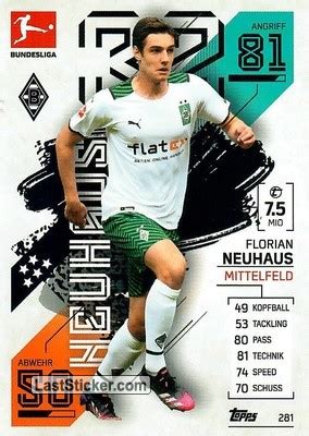 Card 281 Florian Neuhaus Topps German Fussball Bundesliga 2021 2022