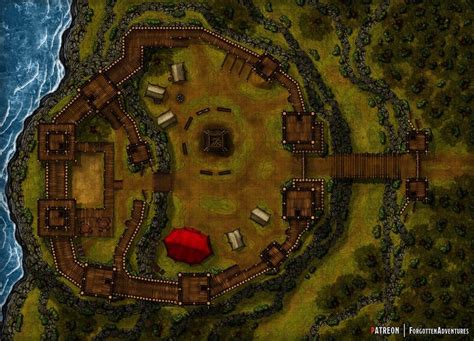 Oc Art 50x36 Cliffside Fort Battle Map Roll20 Dungeons And Dragons Homebrew Dandd