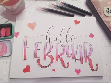 Hallo Februar Handlettering Lettering Bulletjournal