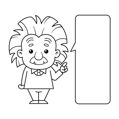 Black And White Scientist Albert Einstein Cartoon Character With ...