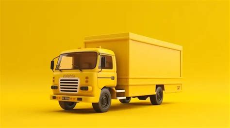 Yellow Delivery Truck Isolated On White Truck Light Freight