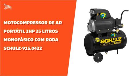 Motocompressor de Ar Portátil 2HP 25 Litros Monofásico Roda