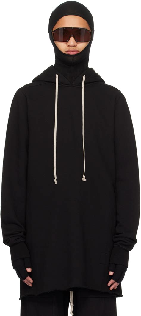 Pull à capuche noir Rick Owens DRKSHDW en solde