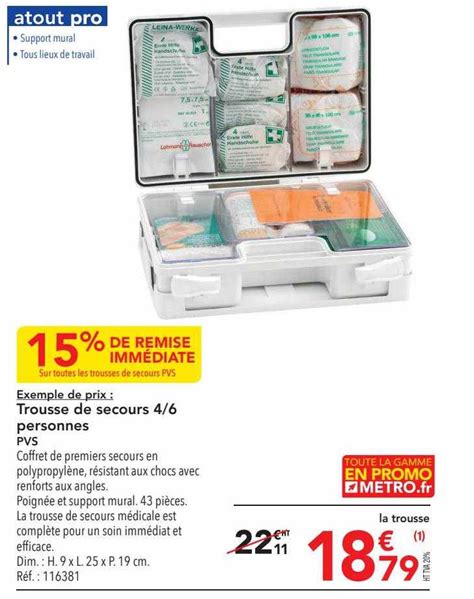 Promo Trousse De Secours 4 6 Personnes Pvs Chez METRO ICatalogue Fr