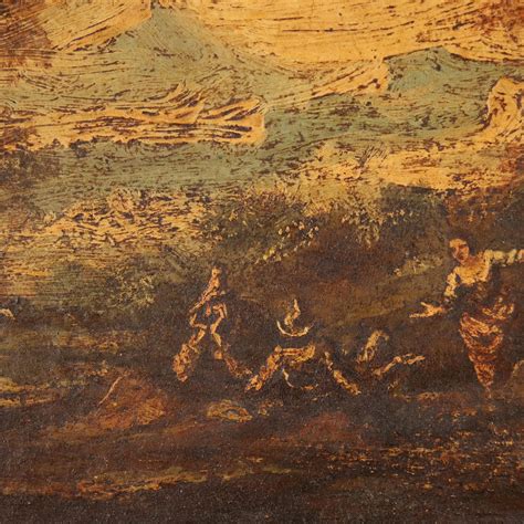 Dipinto Antico Paesaggio Olio Su Tela Quadro Con Cornice Pittura