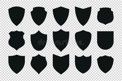 Conjunto De Vectores De Escudos Negros Simple Ilustración del Vector