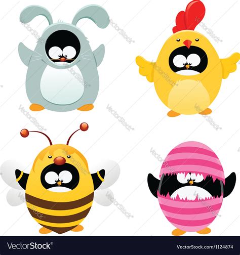 Easter Penguin Set Royalty Free Vector Image VectorStock