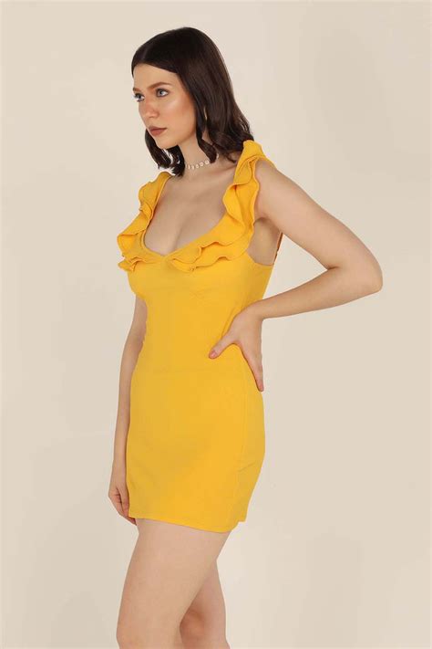 Ruffle Mini Dress Yellow Starin