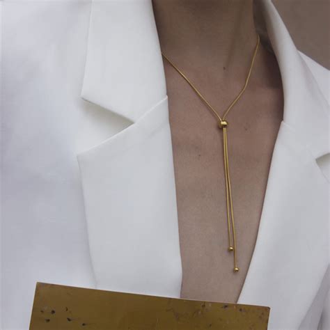 Huanzhi Trend Goud Lange Ketting Geometrische Meta Grandado