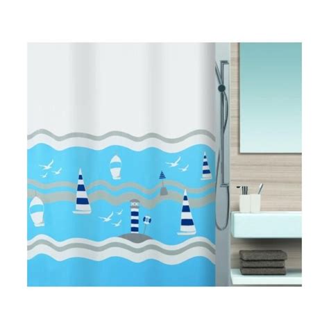 Spirella Rideau De Douche Polyester DEL MAR Bleu LIFESTYLE 180x200cm