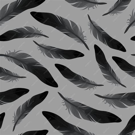 Premium Vector | Vector seamless pattern with black raven feathers on ...