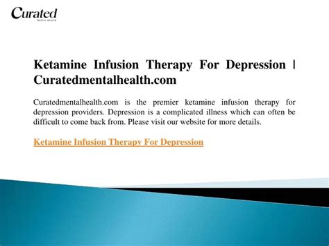 Ppt Ketamine Infusion Therapy For Depression Powerpoint Presentation