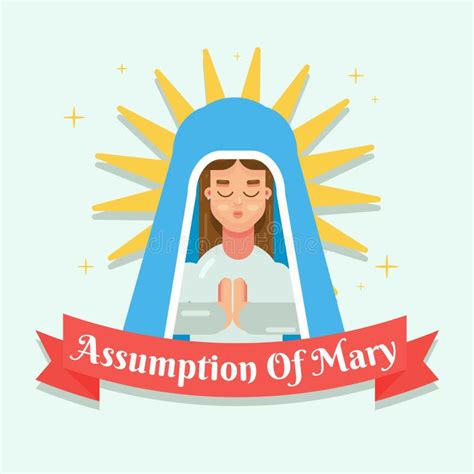 Assumption Of Mary Day Vector Illustration Stock Vector Illustration Of Blessed Catholicism