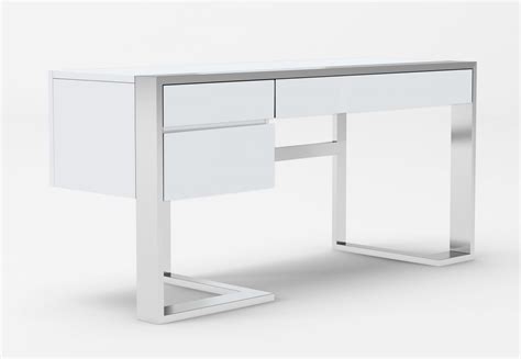 Elite White High Gloss And Stainless Steel Desk Chicago Illinois Vig Fauna