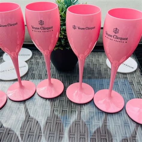 Veuve Clicquot Pink Rose Champagne Acrylic Flutes X 6 Etsy