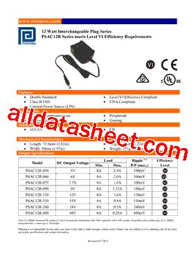 PSAC12R 090 Datasheet PDF Phihong USA Inc