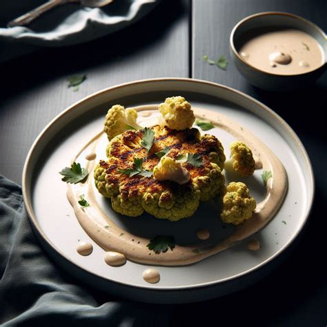 Vegan Cauliflower Steak With Tahini Sauce Gheeː Peaː Teaː