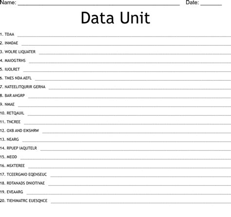 Data Unit Word Scramble Wordmint