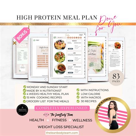 High Protein Meal Plan Printable Done for You Meal Plan, Digital High Proteing Meal Plan - Etsy