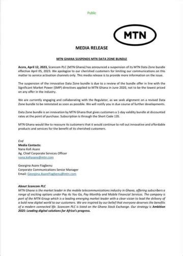 mtn apologises  customers  data zone bundle suspension