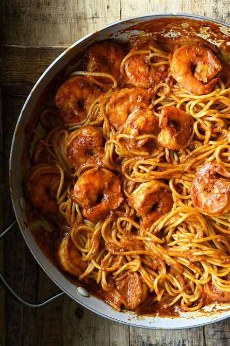 Harissa Shrimp Spaghetti Serving Dumplings