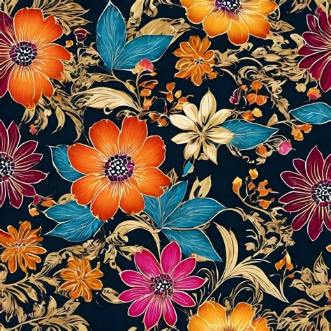 Batik Flowers Pattern Background Free Stock Photo - Public Domain Pictures
