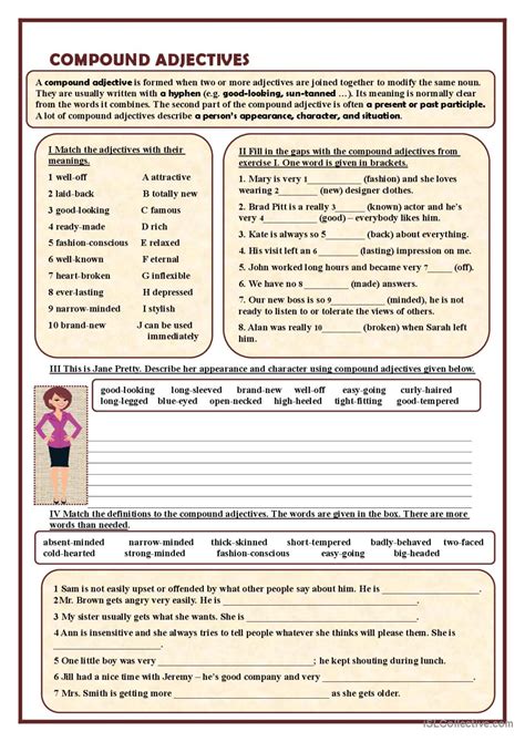 Compound Adjectives General Grammar English Esl Worksheets Pdf Doc