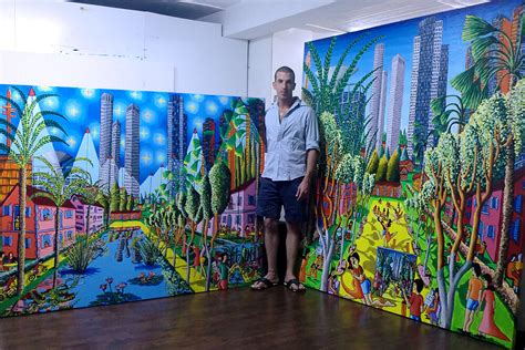 Naive Artist Naife Painter Large Colorfu Painting By Raphael Perez