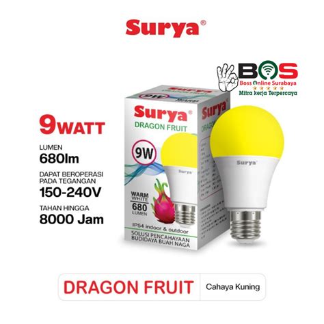 Jual Lampu LED Buah Naga Dragon Fruit Cahaya Kuning IP54 SURYA 9W