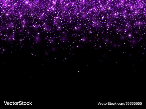 Purple falling glitter particles on black Vector Image