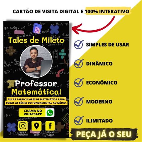 Cart O De Visita Digital Interativo Professor De Matem Tica