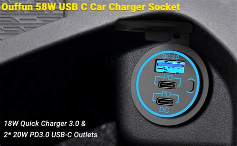 Amazon USB C Car Charger Socket 12V USB Outlet 2 Pack Ouffun