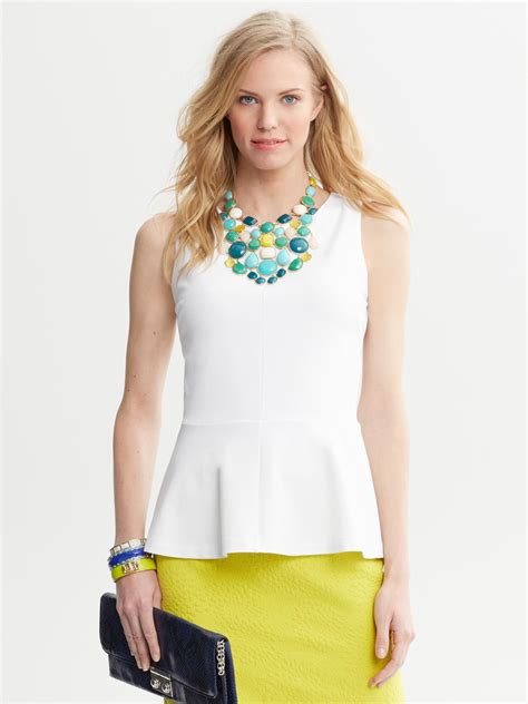 Ponte Knit Peplum Top Banana Republic