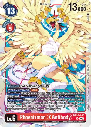 Phoenixmon X Antibody BT16 015 Digimon Card Database DigimonCard