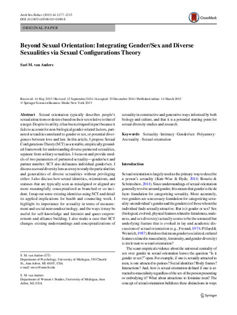 Pdf Beyond Sexual Orientation Integrating Gender Sex And Diverse