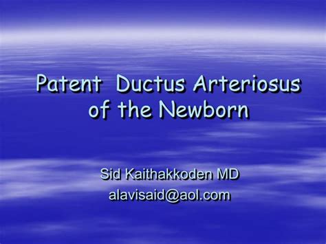 Patent Ductus Arteriosus On The Newborn Ppt