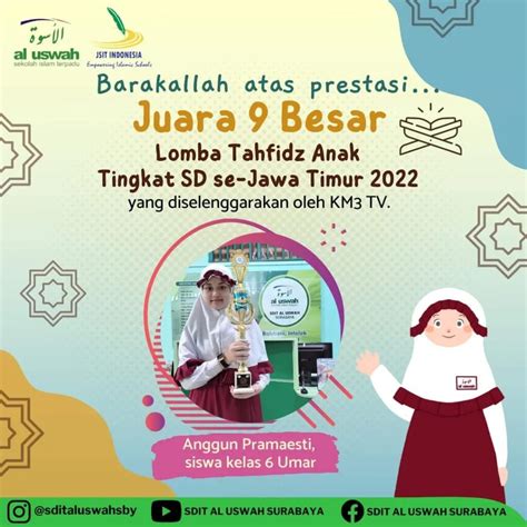 Siswi Sdit A Uswah Raih Besar Juara Tahfidz Al Quran Tingkat Jawa