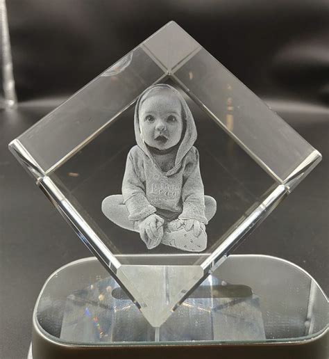 Photo Crystal Cube Cut Corner X X Mm Laser Crystal Engraving