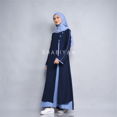 Jual Shabiyan Gamis Polos Kombinasi Crinkle Air Flow Raya