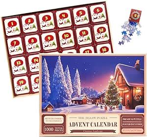 Adventskalender Puzzle aufgeteilt in 24 Kästchen 1000 Puzzleteile im